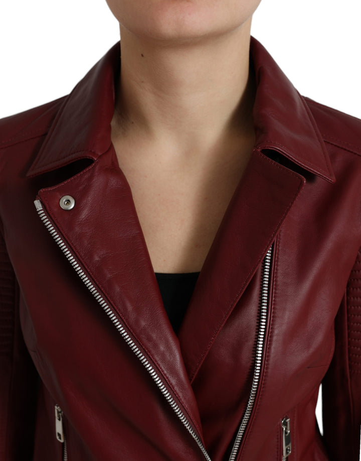 Bordeaux biker leather jacket