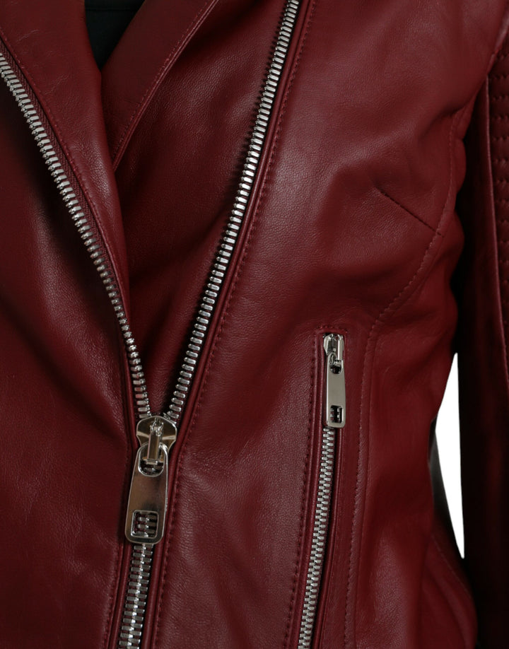 Bordeaux biker leather jacket