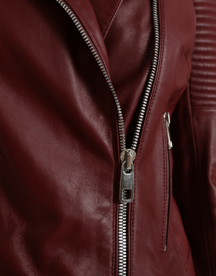 Bordeaux biker leather jacket