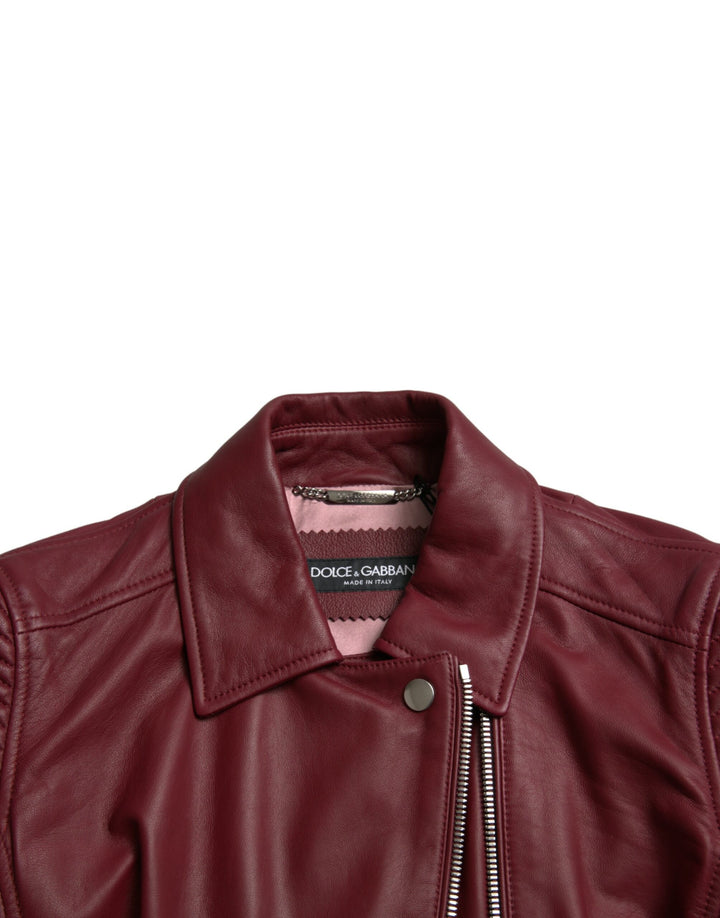 Bordeaux biker leather jacket