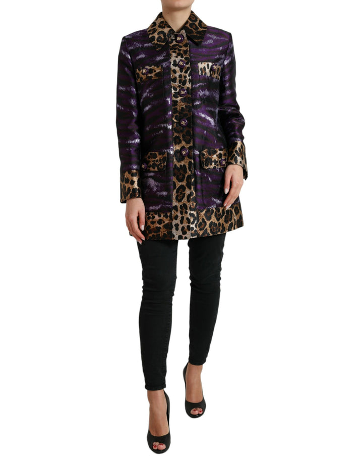 Exquisite tiger motif jacquard trench