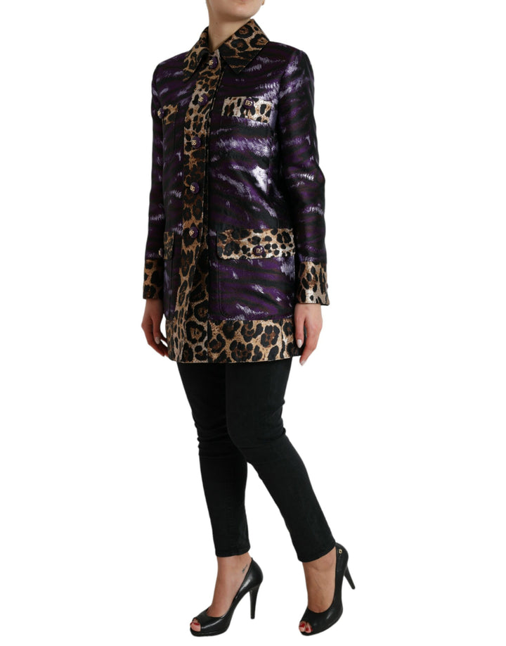 Exquisite tiger motif jacquard trench