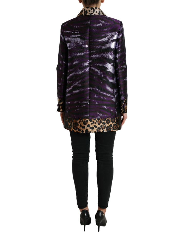 Exquisite tiger motif jacquard trench