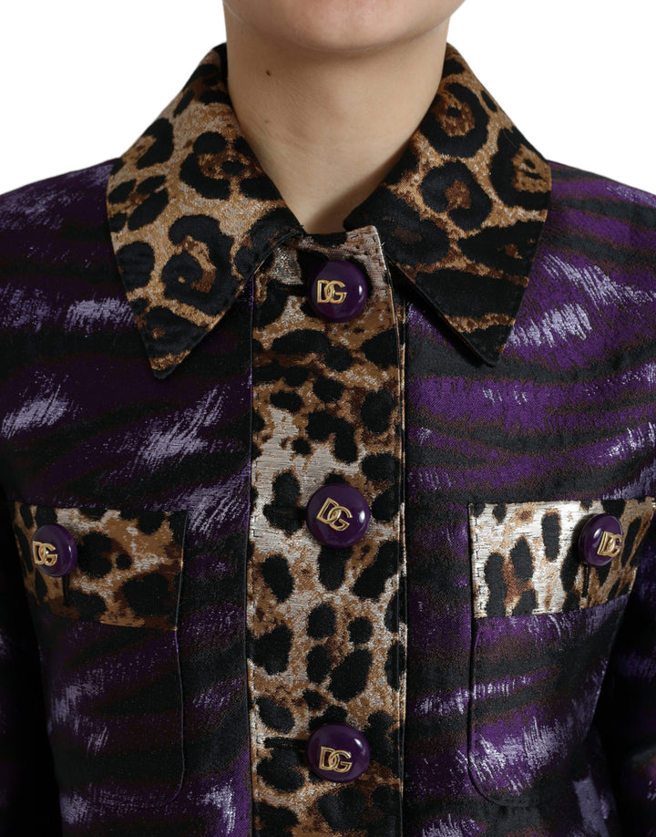 Exquisite tiger motif jacquard trench