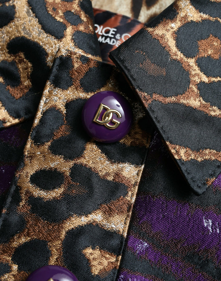 Exquisite tiger motif jacquard trench
