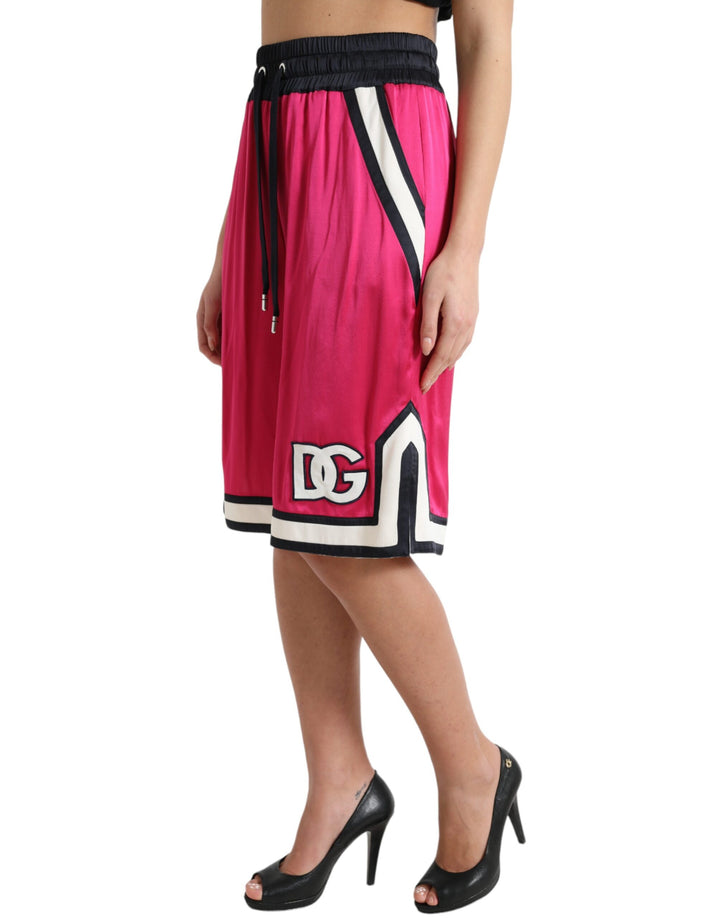Chic pink high-waisted jersey shorts