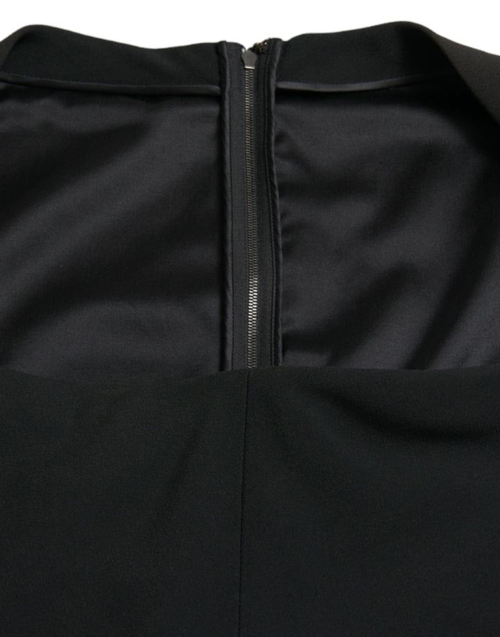 Elegant black midi dress made of stretch cady
