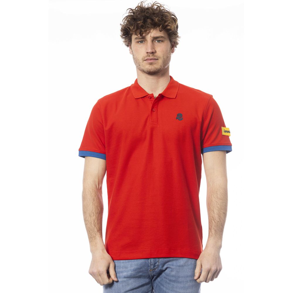 Red cotton polo shirt for men