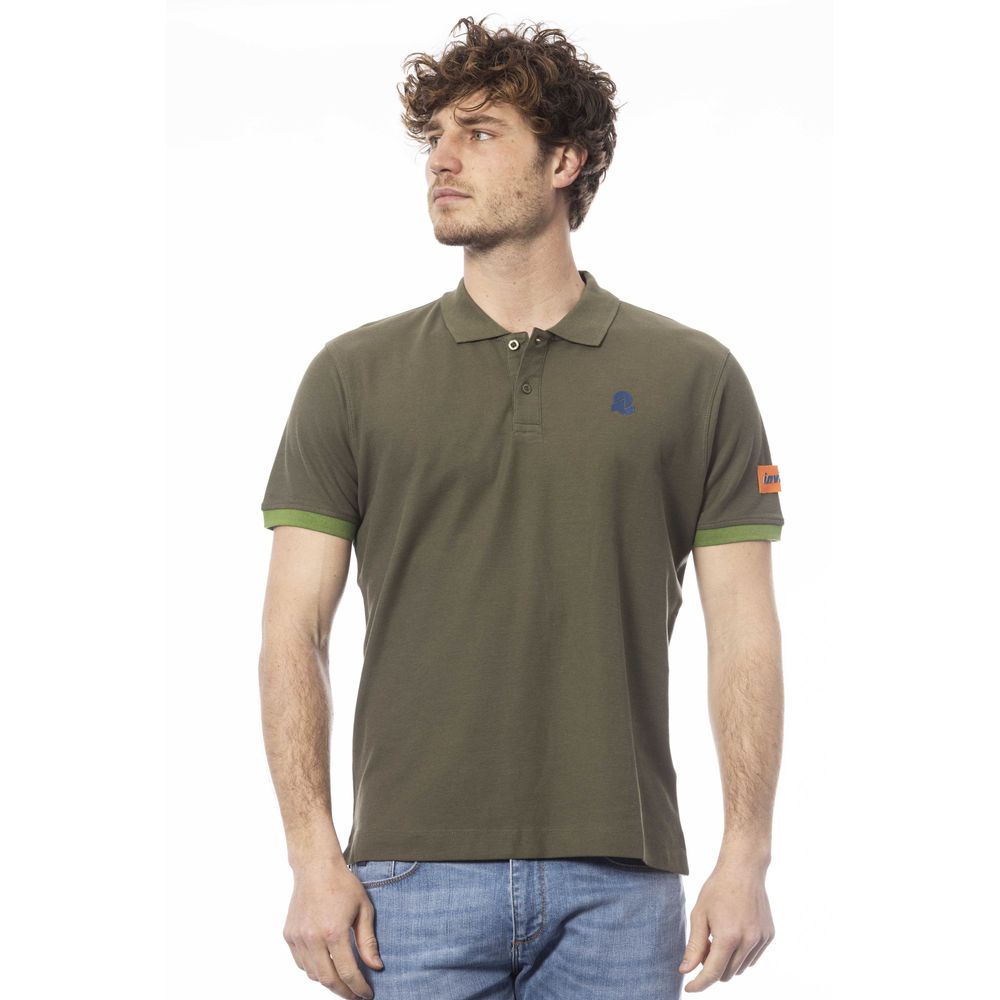 Green cotton polo shirt for men