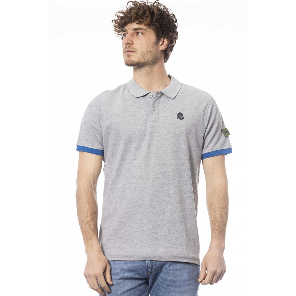 Grey cotton polo shirt for men