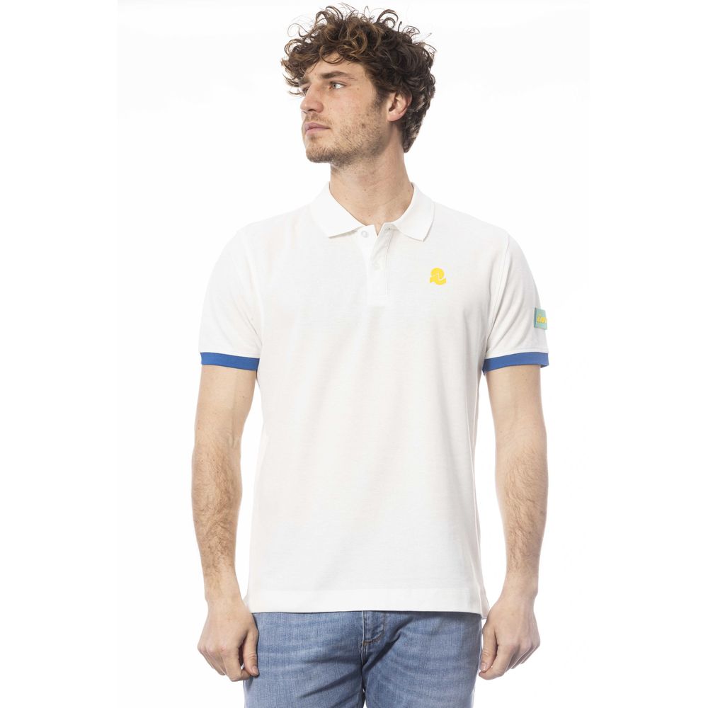 White cotton polo shirt for men