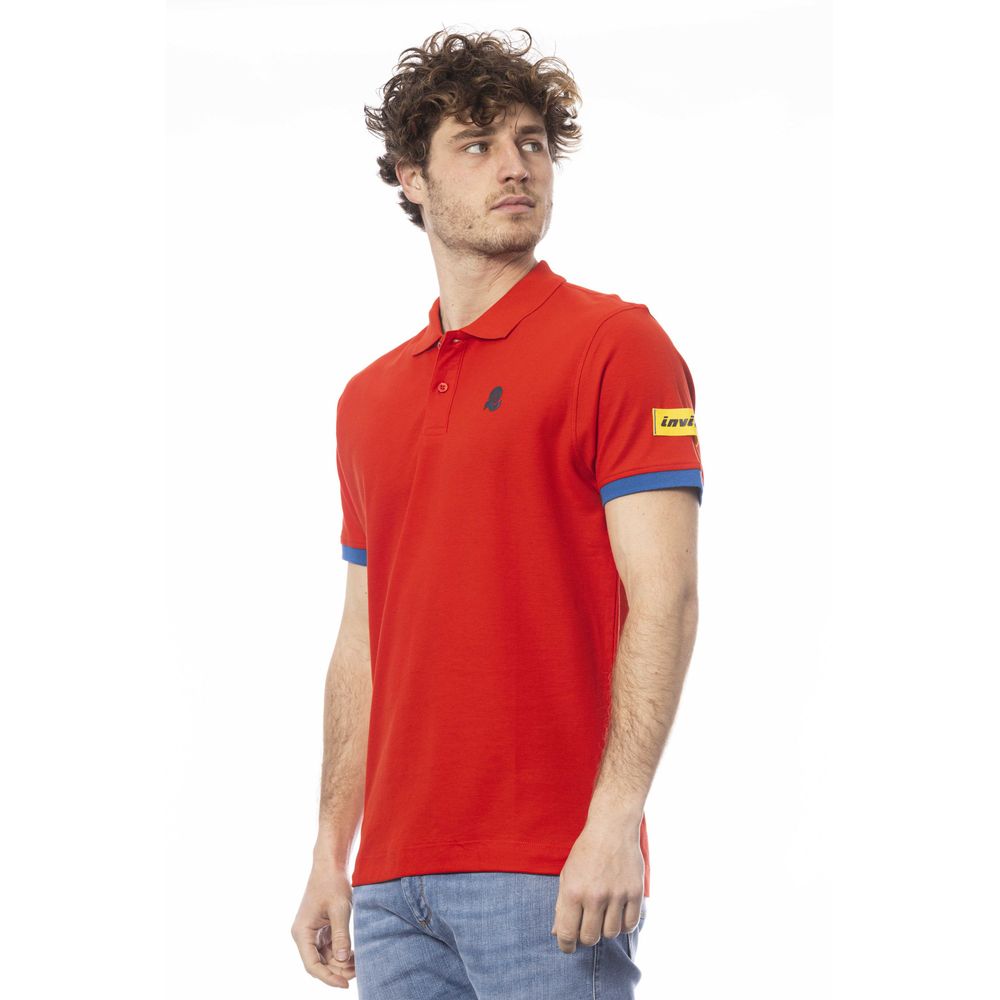 Red cotton polo shirt for men