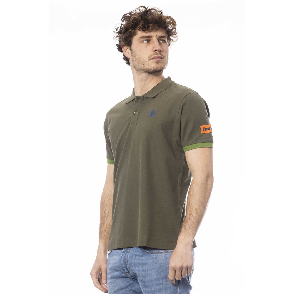 Green cotton polo shirt for men