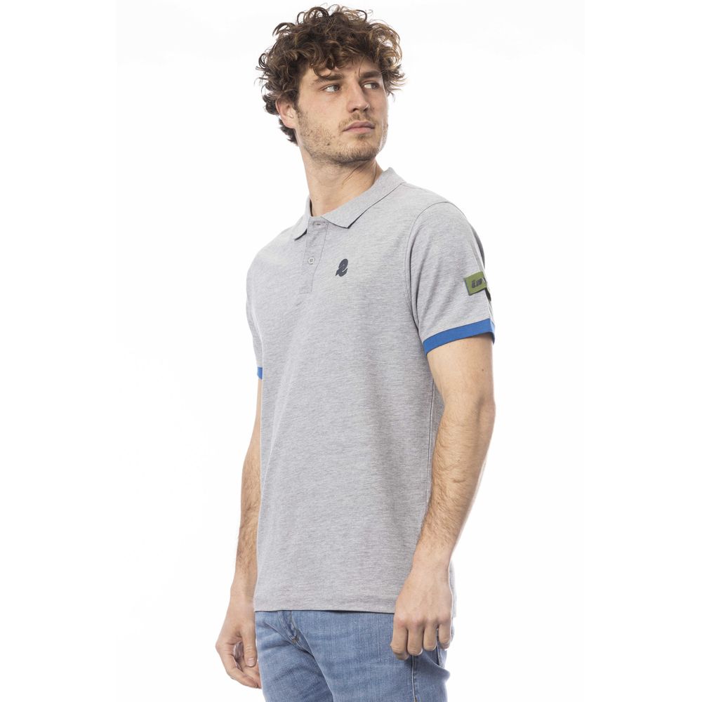 Grey cotton polo shirt for men