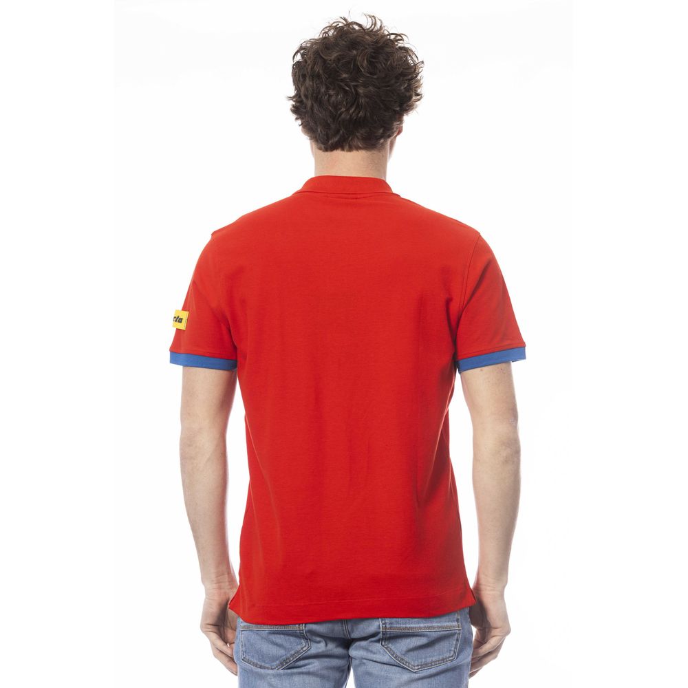 Red cotton polo shirt for men