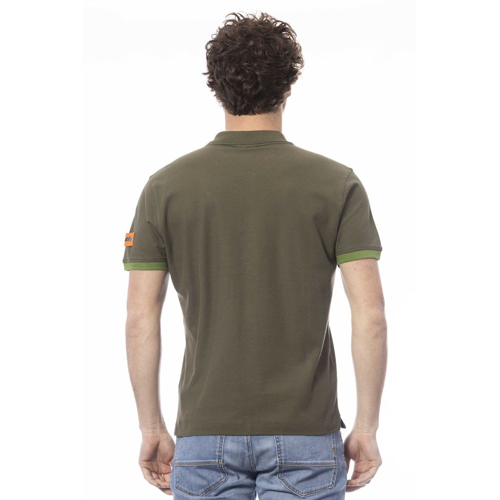 Green cotton polo shirt for men