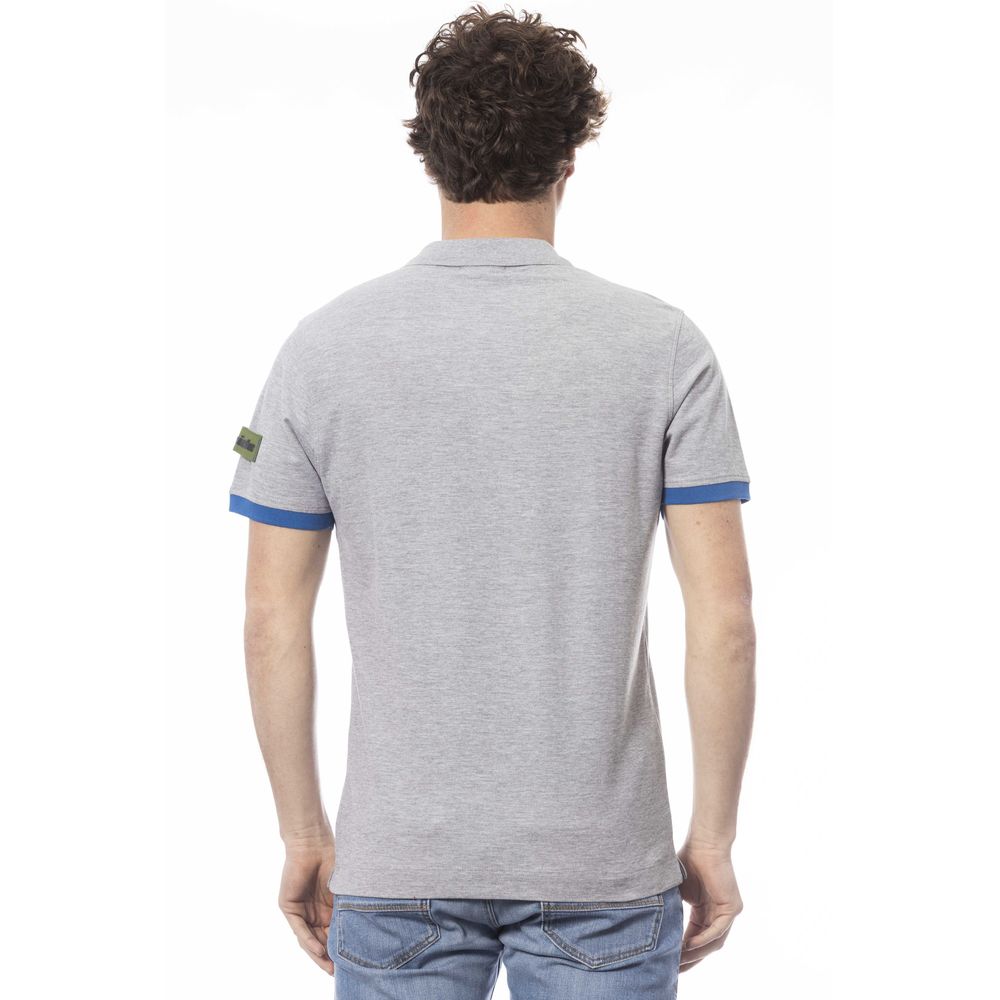 Grey cotton polo shirt for men