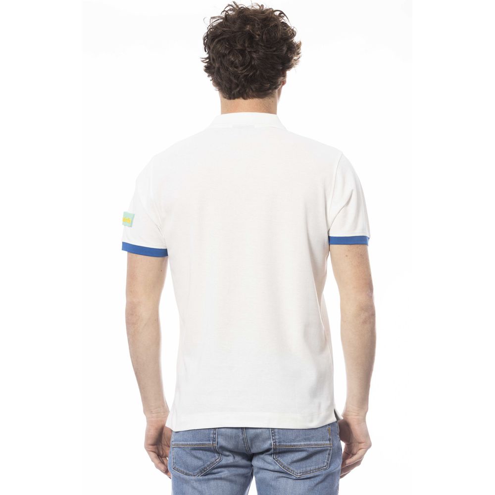 White cotton polo shirt for men