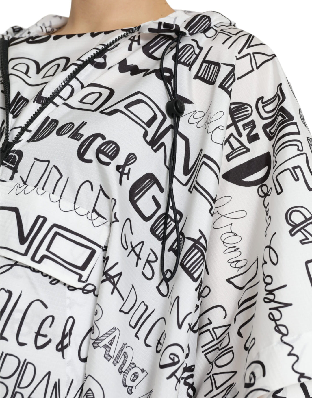 Weißes Blouson-T-Shirt mit Logodruck und Kapuze