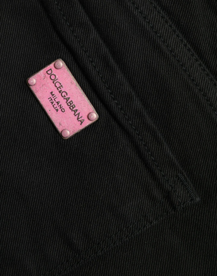 Elegant black stretch jeans with a mid waist