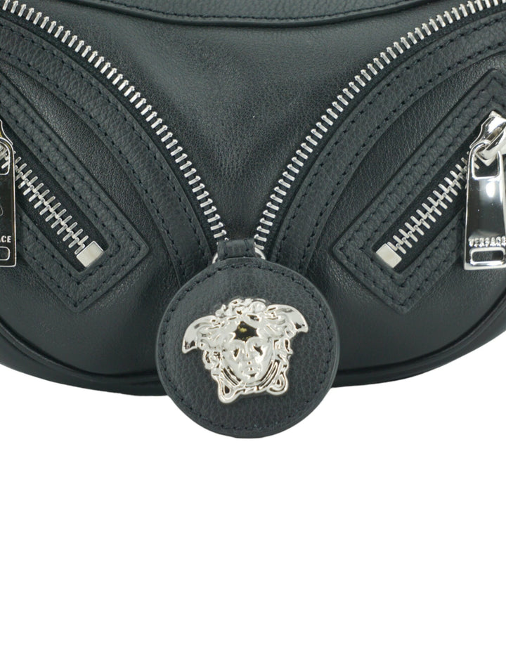 Versace Elegante schwarze Mini-Hobo-Umhängetasche