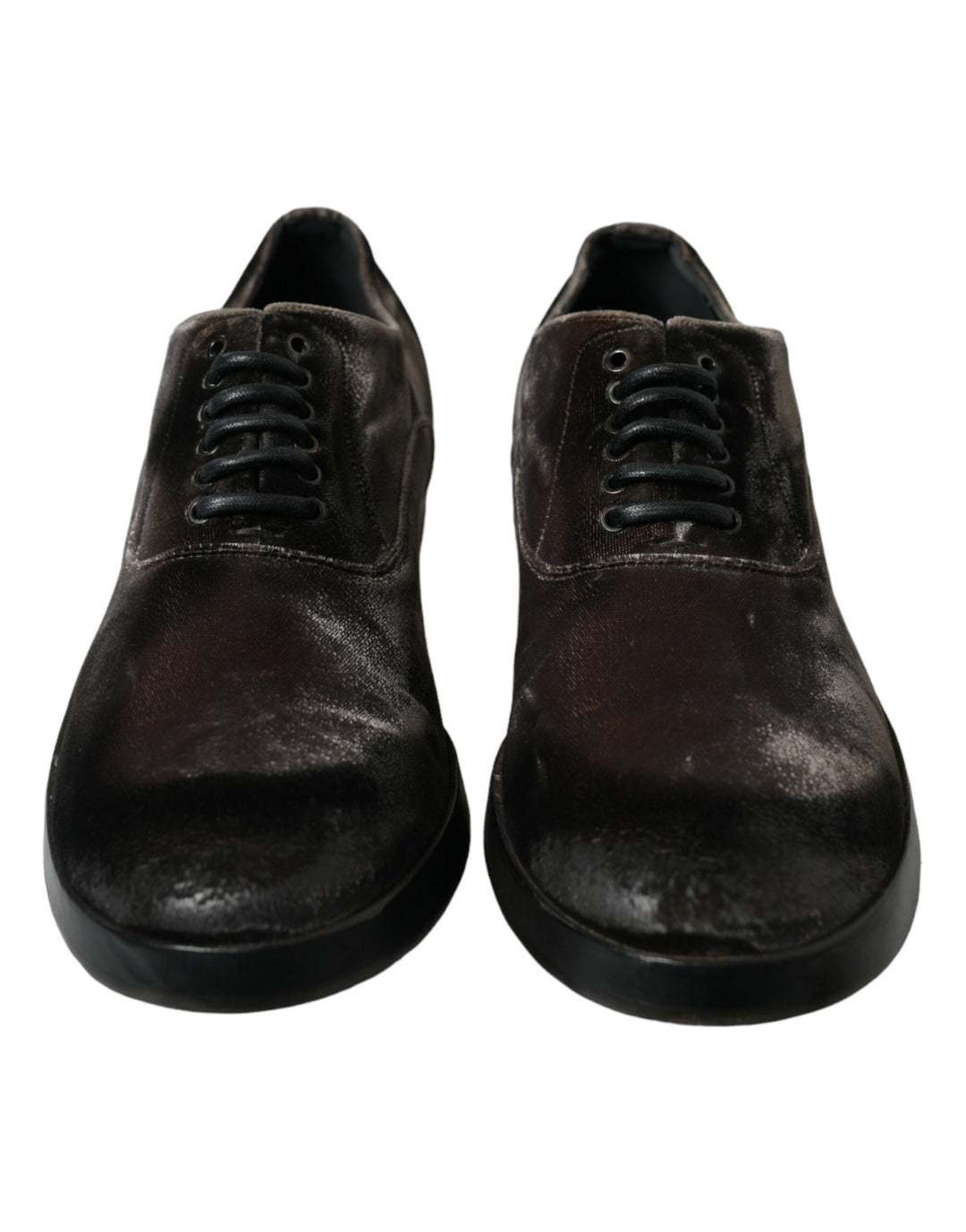 Dolce & Gabbana Elegante braune Samt-Oxford-Schnürschuhe