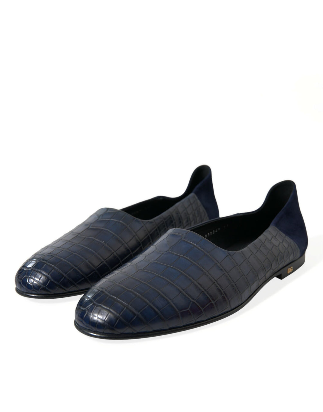 Dolce & Gabbana Elegante blaue Loafers aus Krokodilleder