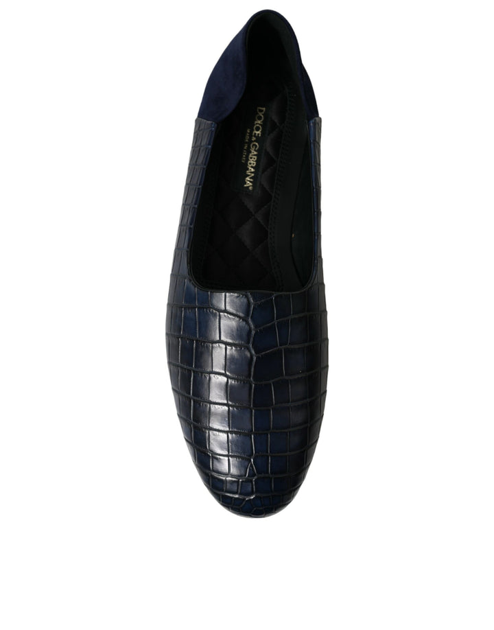 Dolce & Gabbana Elegante blaue Loafers aus Krokodilleder