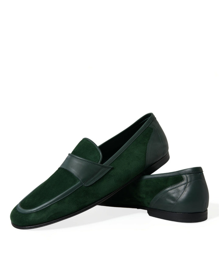 Dolce & Gabbana Smaragdgrüne Loafers aus Samt für Männer