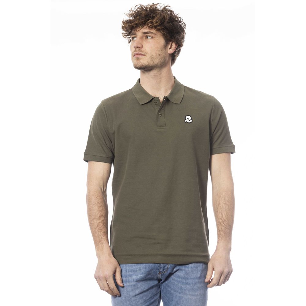 Green cotton polo shirt for men
