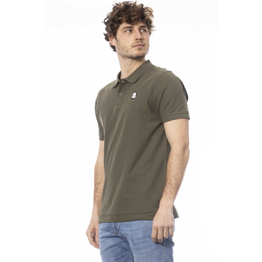 Green cotton polo shirt for men