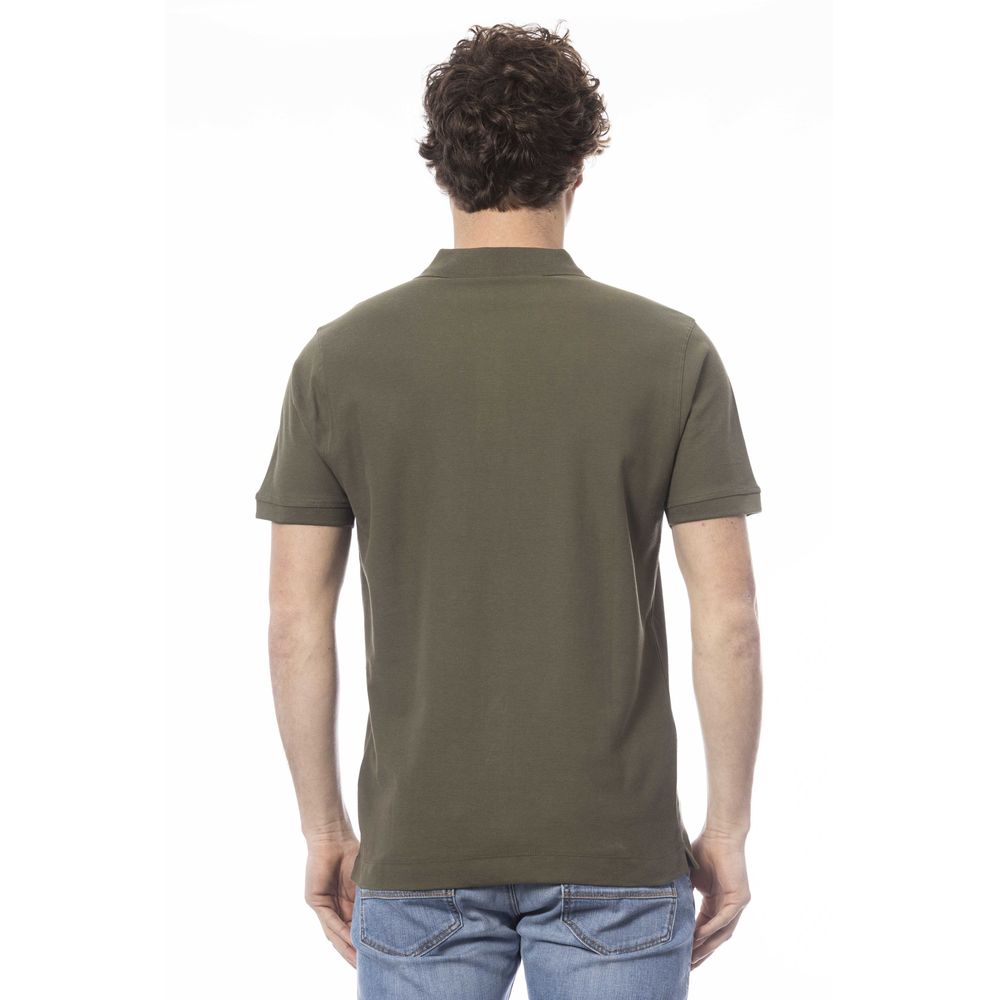 Green cotton polo shirt for men
