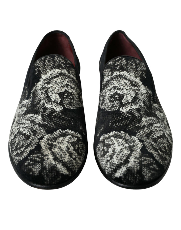 Dolce & Gabbana Elegante Loafers aus Samt mit Blumenmuster