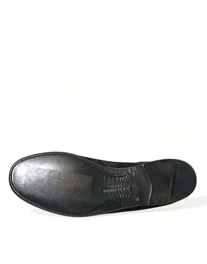 Dolce & Gabbana Elegante schwarze Velor Loafers für den anspruchsvollen Gentleman