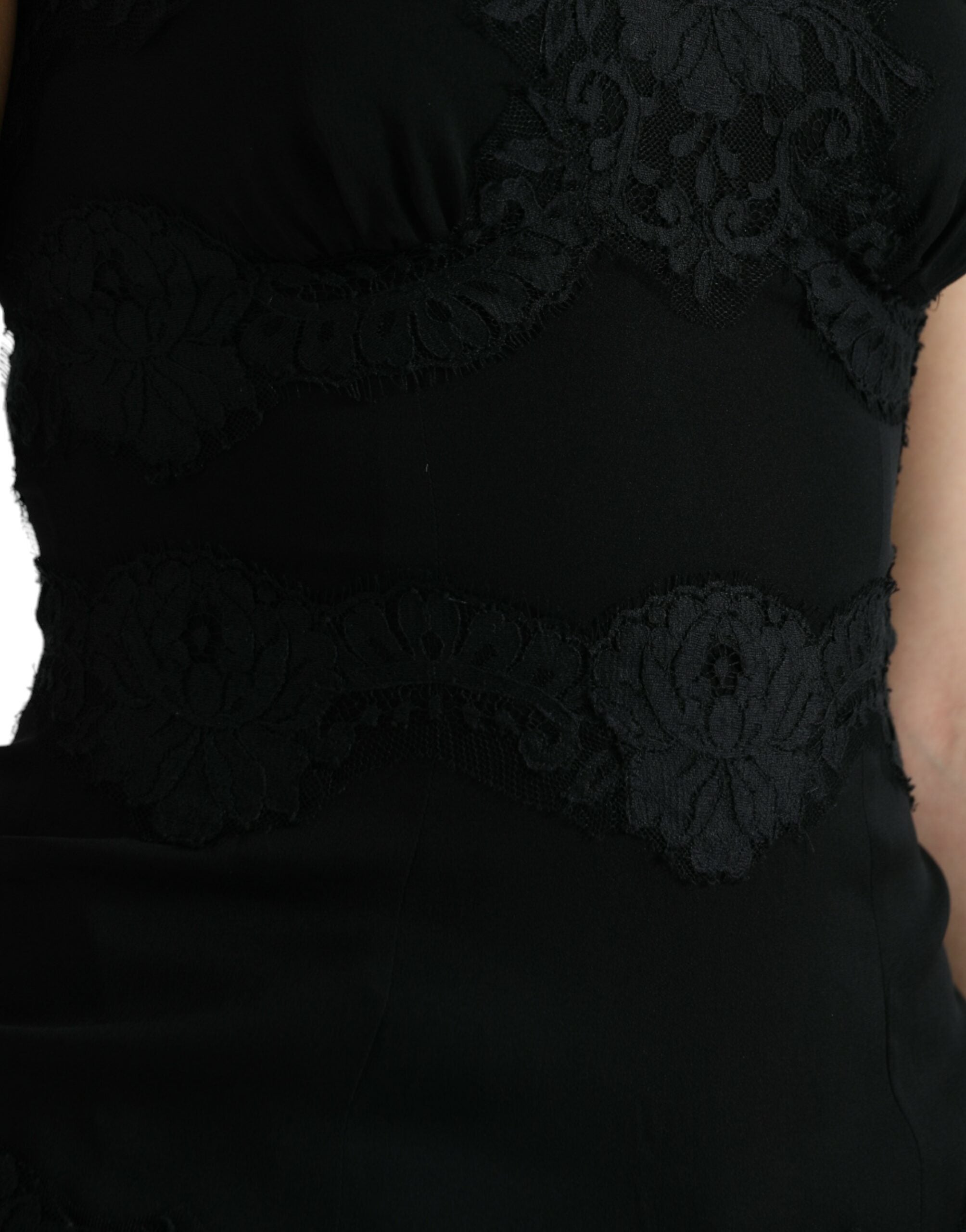 Elegant black silk lace tank top