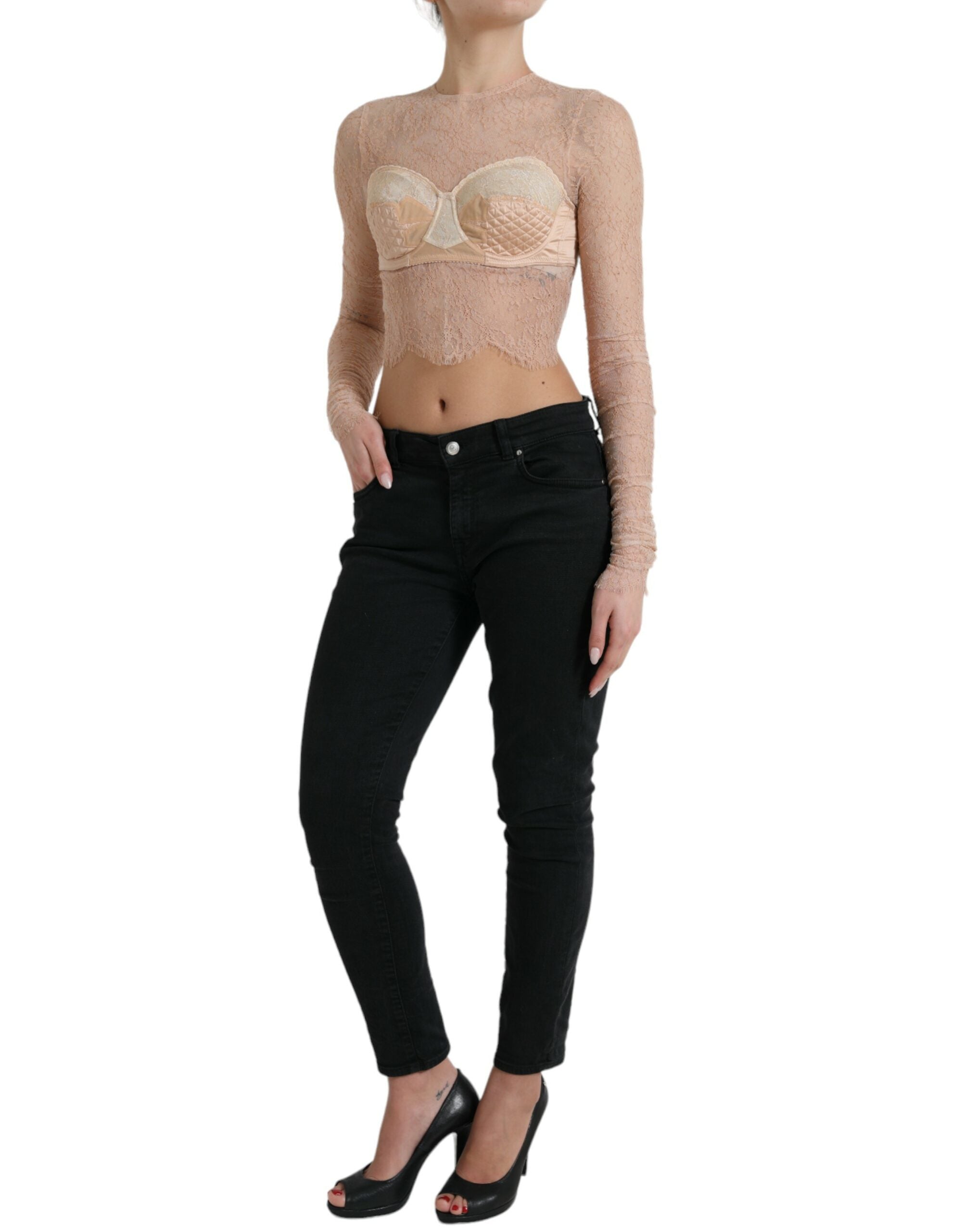 Elegant lace bustier cropped top