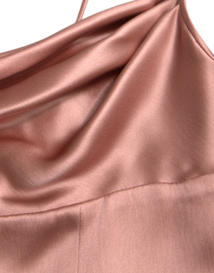 Elegant long silk dress in pink