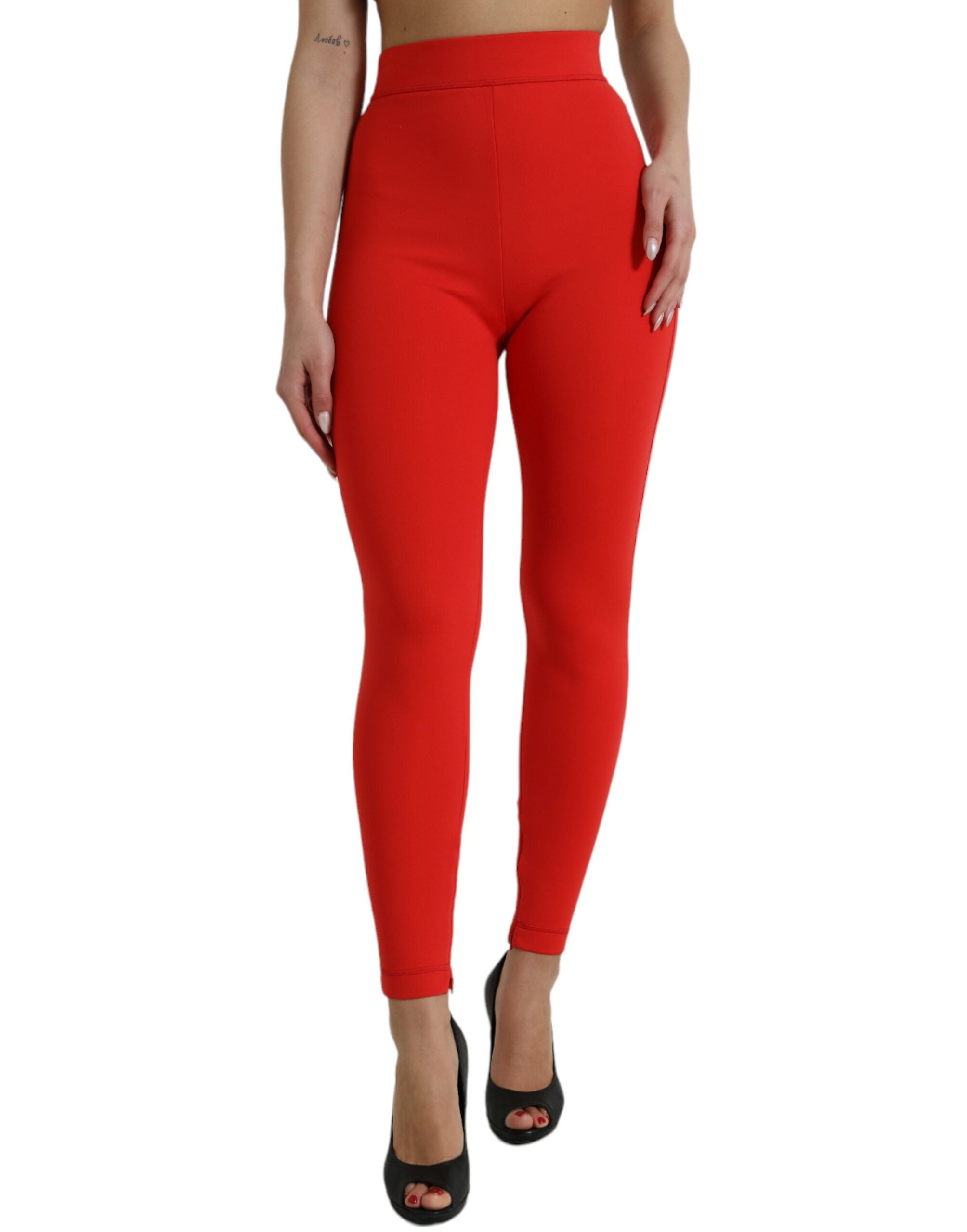 Elegant red high waist leggings