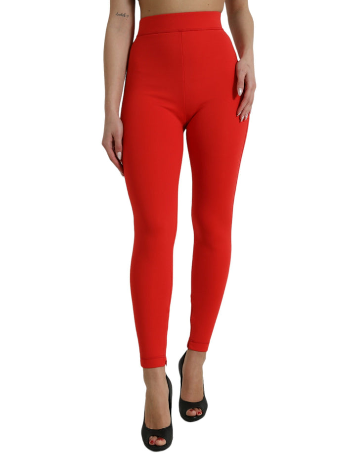 Dolce & Gabbana Elegante Rote Leggings mit hoher Taille