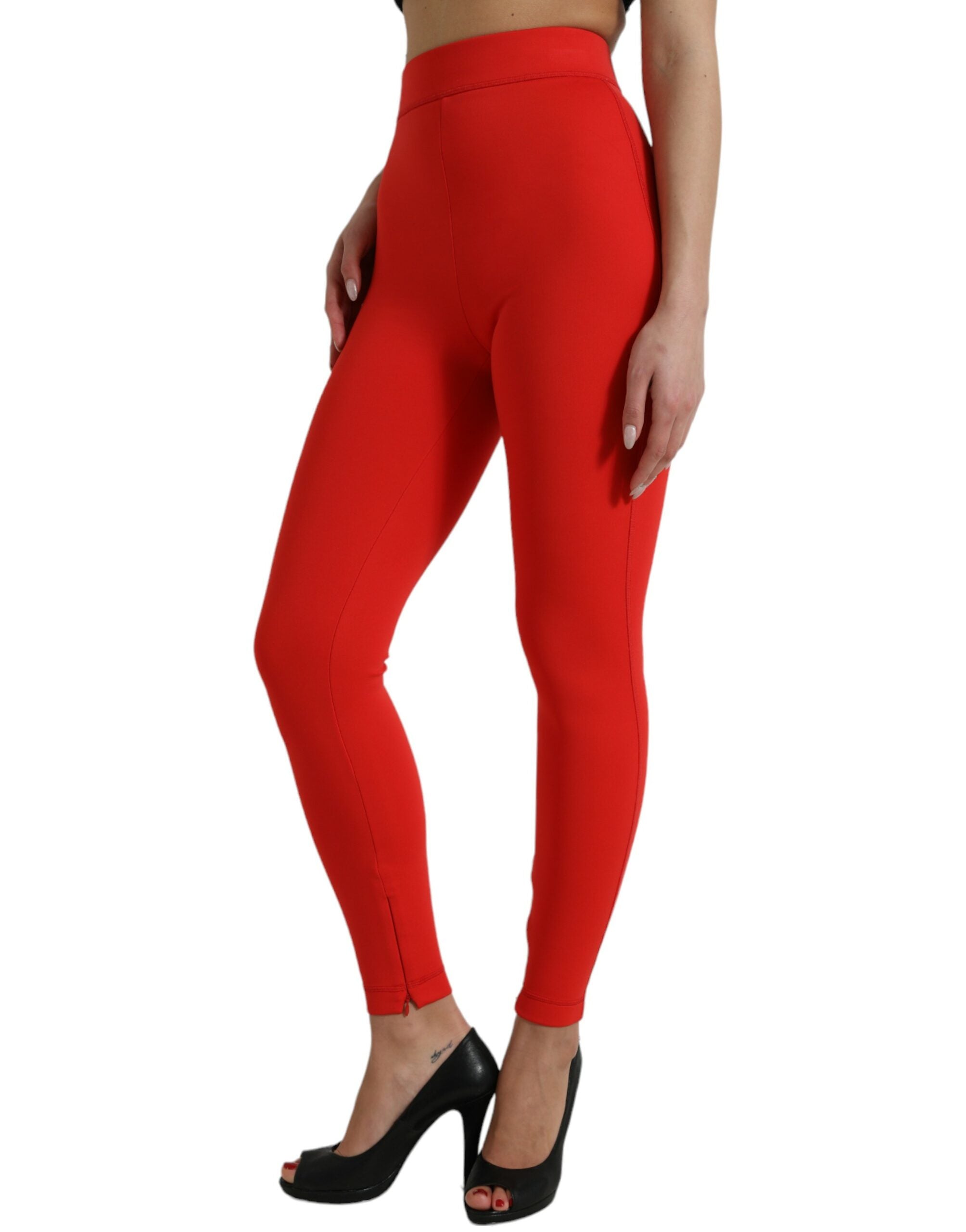 Elegant red high waist leggings
