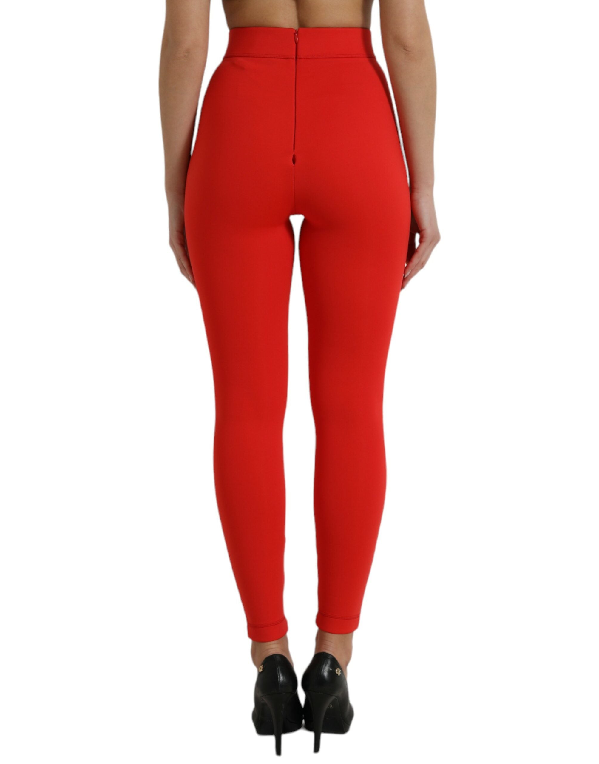 Elegant red high waist leggings