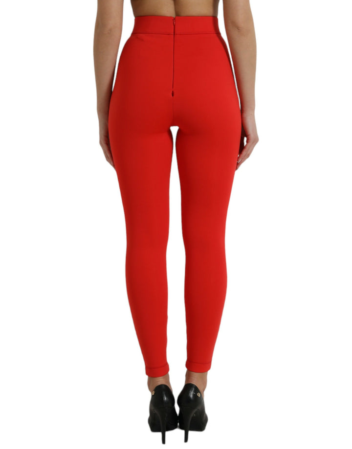 Dolce & Gabbana Elegante Rote Leggings mit hoher Taille