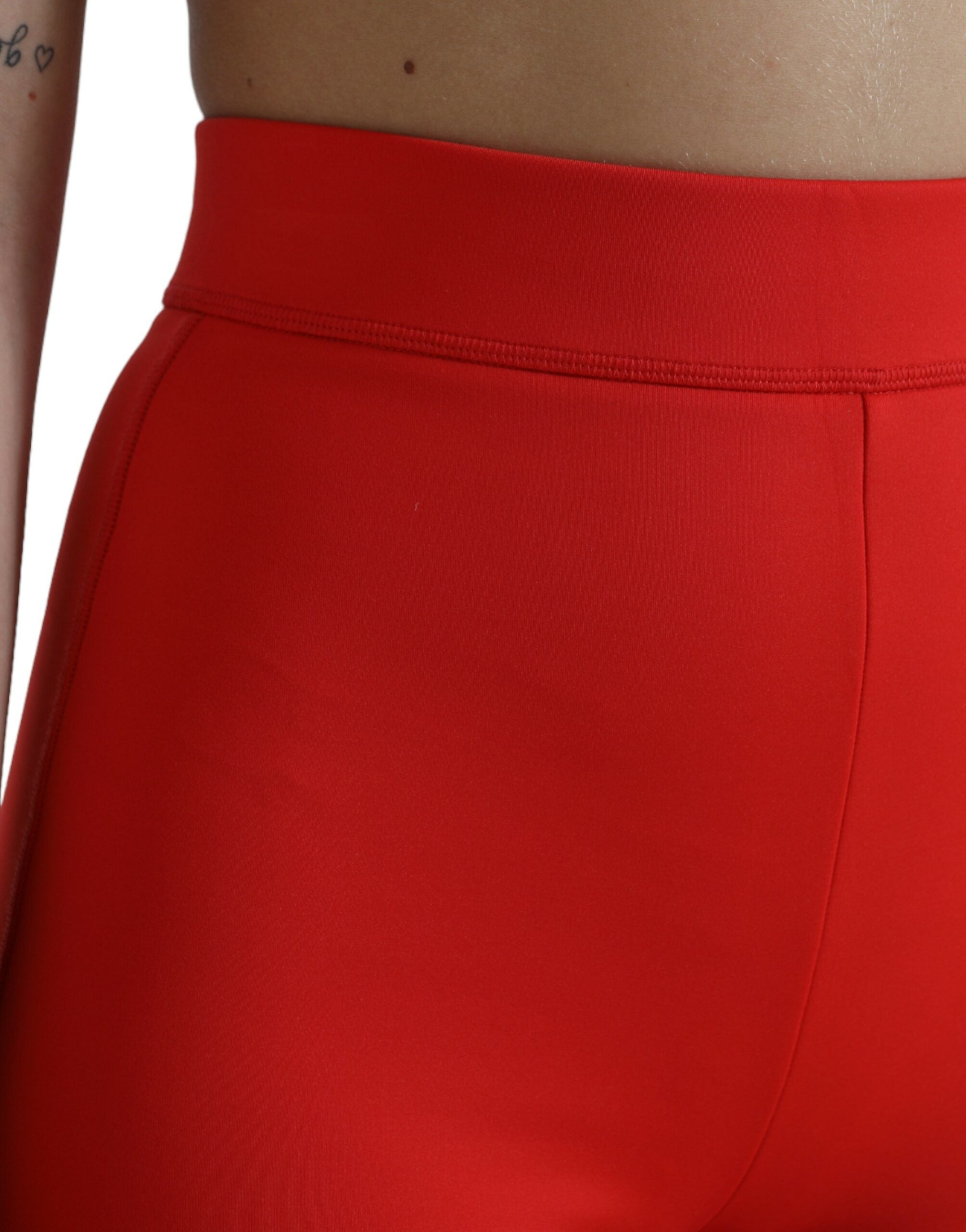 Elegant red high waist leggings