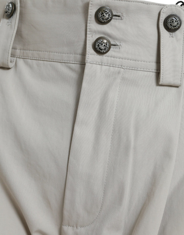 High-waisted, tapered fashion trousers - Beige