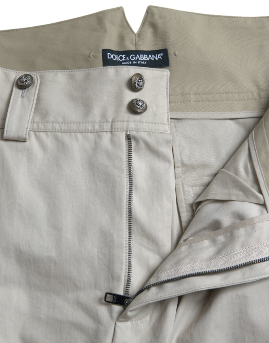 High-waisted, tapered fashion trousers - Beige