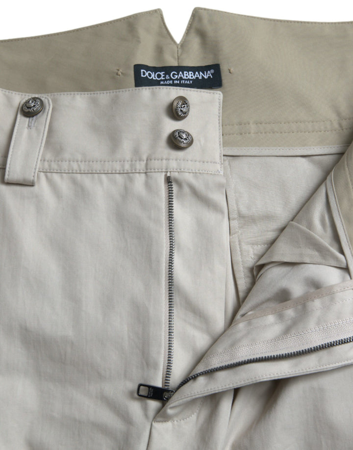 High-waisted, tapered fashion trousers - Beige