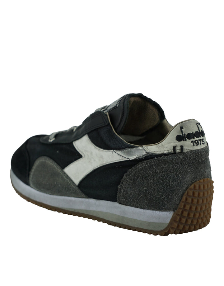 Diadora Schwarze und graue Equipe H Dirty Stone Wash Evo Turnschuhe