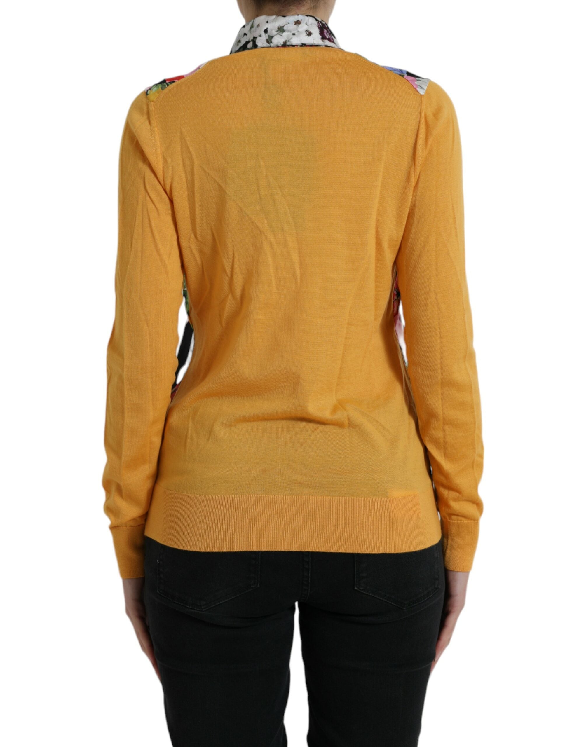 Elegant patchwork Henley sweater made of silk blend
