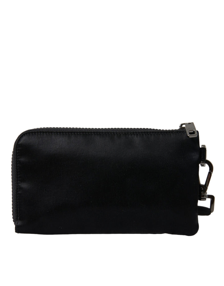Schwarzes Nylon Logo Plaque Schlüsselanhänger Tasche Clutch