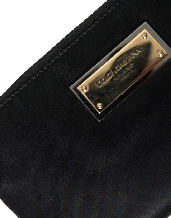 Schwarzes Nylon Logo Plaque Schlüsselanhänger Tasche Clutch
